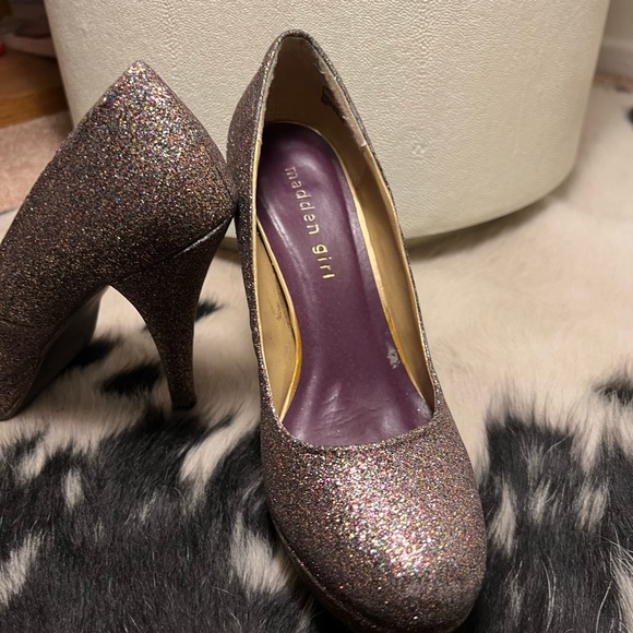 Madden Girl Multi Colored Glitter Stacked Heels - Picture 3 of 12